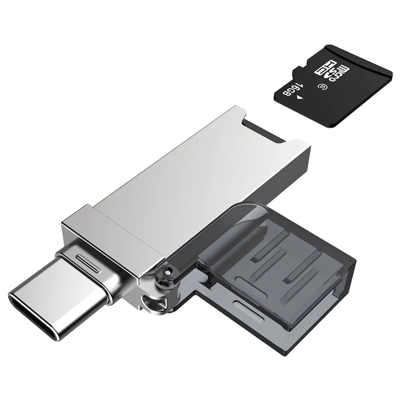 Lecteur de carte USB-C vers USB 2.0 LUXWALLET C-Transit argent