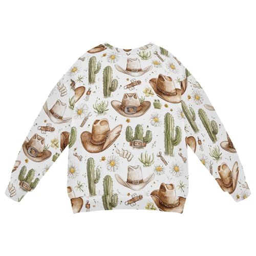 JUNZAN Western Cactus Big Girls Pullover Hoodie Crewneck Boys Sweat Shirt Sports 4T2