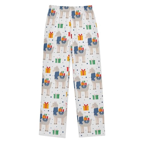 ZZXXB Llama Xmas Gift Boys Long Pants Soft Trousers Elastic Waist Kids Lounge Bottoms with Pockets S-XL