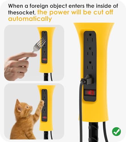 Extensión CCCEI a prueba de agua para exterior con estaca, 4 tomas, protector contra sobretensión de 1200J, cable de 1.83 m, color amarillo miniatura 6