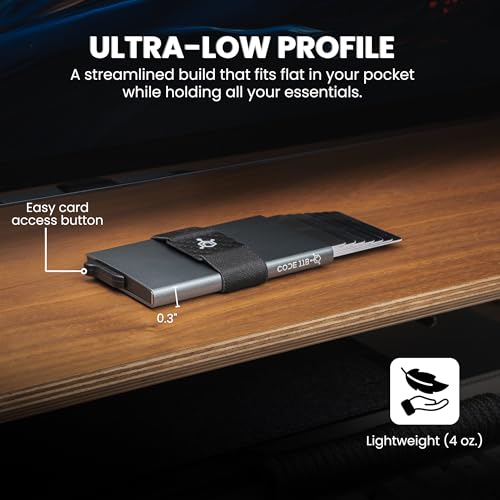 Image of CODE 118 Wallet for Men - Slim Minimalist Aluminum Magnetic Card Holder - RFID Blocking Front Pocket Mag Safe Wallet with Strong Magnet Attachment (Slate Grey)