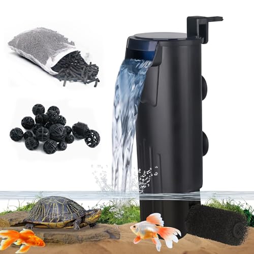 SUSOO 5W Silent Aquarium Filter with 400L/H Flow Rate High-Low Water Level Submersible Pump System for Fish Turtle and Reptile Tank Small Filtration Waterfall Filter for Aquatic Tanks Accessories
