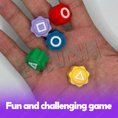 Image of ESCUCHA Gaming Tokens Set with Symbols, 5 Colourful Pieces with Storage Holder, Korean Traditional Gonggi Game