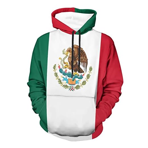TAK-Seve Mexico Flag Pattern Unisex Sweatshirts Hoodie Pullover with Pockets for Men Women, X-Large