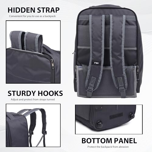 Image of FBI Fabco 40 Litre Travel Backpack Water Resistant with 3 Compartments Telescopic Aluminium Handle for Office Travel Bag for Men & Women | 2 Wheels Trolley Backpack Laptop (TH-01-Grey,Large)