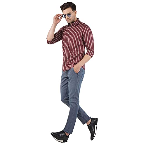 Image of blackberrys Stripes Cotton Slim Fit Mens Casual Shirt