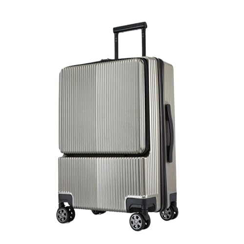 Suitcase Aluminium Frame Trolley Luggage Business Travel Suitcase On Wheels Suitcase with Laptop Bag (Color : Zipper2, Size : 24inch)
