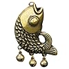 KOMBIUDA Pendentif Porte-clés Poisson Cuivre avec Cloche et Créatif Ornement Suspendu pour Sac Cadeau Original pour Pêcheur