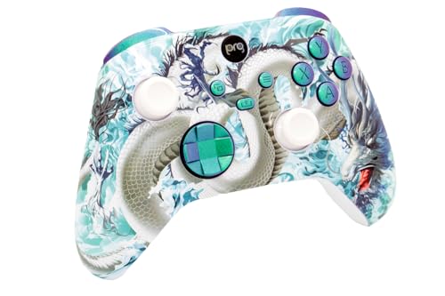 Image of Wireless Custom Controller Compatible with PC, Windows 10+, Series X /S & One (Series X /S White Dragon w /Green Chameleon Inserts)