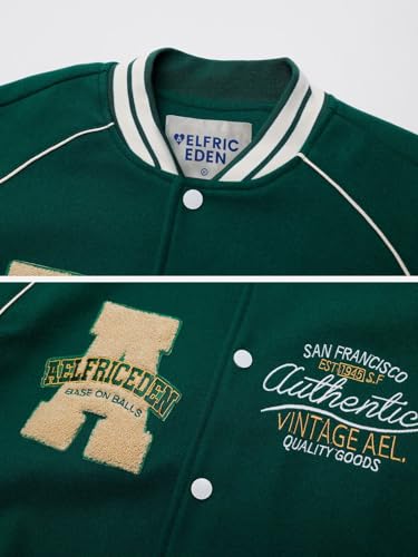 Aelfric Eden Men\'s Letter Foaming Love Print Varsity Jacket Vintage Graphic Baseball Jacket Unisex Coats Streetwear
