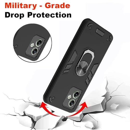 Image of amazon basics Kickstand Mobile Cover (360 Rotating Ring Holder) for Motorola Moto G14 4G (Black)