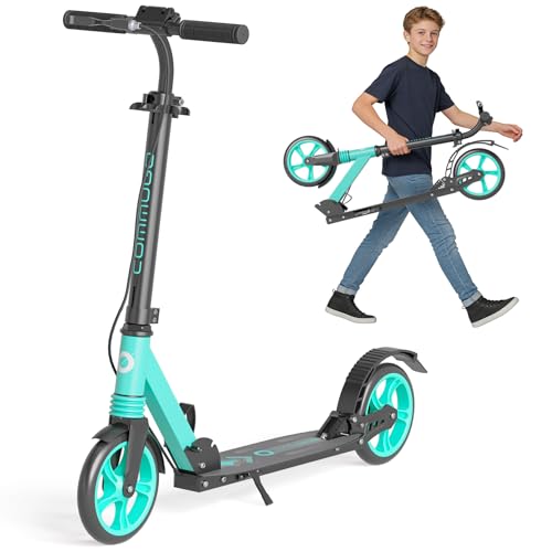 Kick Scooter with Dual Brakes for Kids Age 8+, Teens, Adults, Dual Suspension Foldable Lightweight Scooter with 8 Inch Big Wheels, Max Load 240 LBS Wide Deck