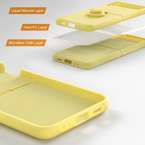 Image of MIDOS Back Cover Compatible with Samsung Z Flip 3 Silicone Case Full Protection Shock Proof Case for Samsung Galaxy Z Flip 3 (Yellow)