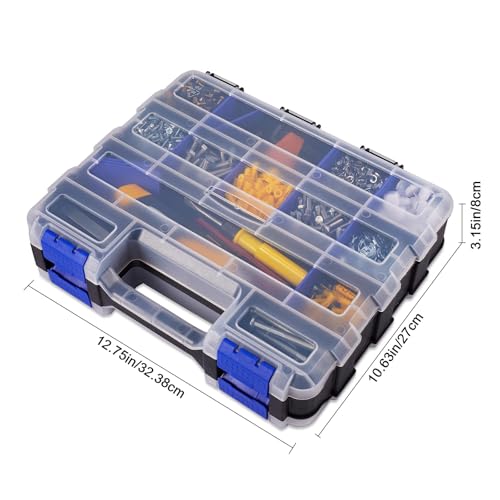 Image of AIDY-PRO Small Parts Organizer Box Storage Case Tools Box Organizer Double Side 34 Compartments Hardware Organizers with Removable Plastic Dividers for Screws Nuts Nails Bolts, 2 Pack
