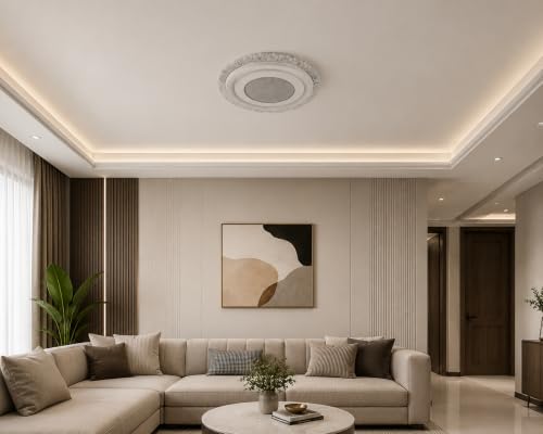 Image of FILLISKA Aluminium Luxurious 3 in 1 Led Ceiling /Wall Chandelier Light with 3 Step Colour Changing Function (Acrylic White-665-1)