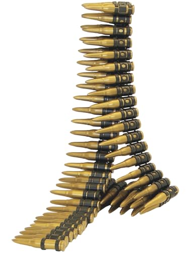 Smiffys Cinturón de balas, dorado, 96 balas, 150 cm largo Halloween