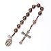 Nazareth Store Wood Beads One Decade Rosary Bracelet Handmade Car Mirror Catholic Prayer Beads with Jesus Cross and St. Joseph Medal Travel-Friendly, Durable Wooden Chaplet