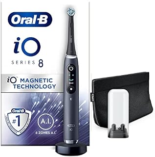 Oral-B iO8 Electric Toothbrush with Magnetic Technology, Gifts For Women/Men, App Connected Handle, 1 Ultimate Clean Toothbrush Head & Magnetic Pouch, 6 Modes, Teeth Whitening, 2 Pin UK Plug