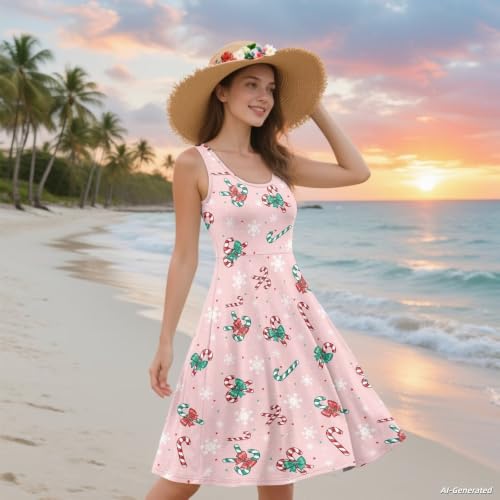 Image of Renewold Women's Sleeveless Tank Dress with Pockets, Casual Scoop Neck A-Line Sundress for Summer, Travel and Vacation