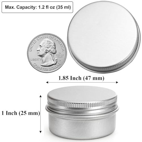 Tosnail 48 Pack 1 OZ Mini Metal Round Tins with Screw Lids, 30 ML Empty Sample Jars, Travel Storage Containers2