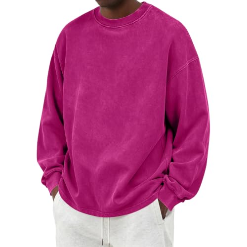 Mens Sweatshirts Crewneck Y2k Vintage Plain Acid Wash Oversized Sweatshirts - image 1