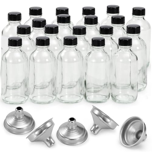 20 Pack 4oz Glass Bottles with Lids & 5 Funnels