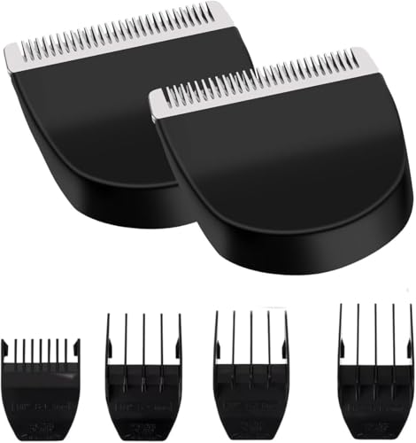 2pcs Clipper Replacement Blade with Guide Combs, Replacement Hair Blade for Snap On Wahl Peanut Hair Clipper #2068-300,8685-1701, Black