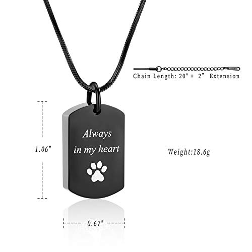 Minicremation Cremation Jewelry Urn Necklace for Ashes Always in My Heart Paw Print Keepsake Pendant Locket for Pet Cat's Dog's Ashes - Image 2