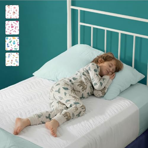 Image of IMPROVIA Pee Pads for Kids - Bed wetting Pads for Kids Potty Training Bed mats for Toddlers Waterproof Reuseable Washable Absorbent, Non Slip - White - Twin Size 34 inchx36