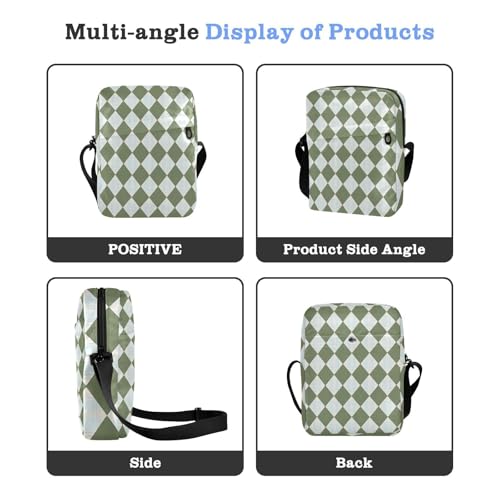 messenger bag for men mens shoulder bag Shoulder Handbags Adjustable Strap for Outdoor Daily Outdoor Daily- Plaid Green Yellow White4