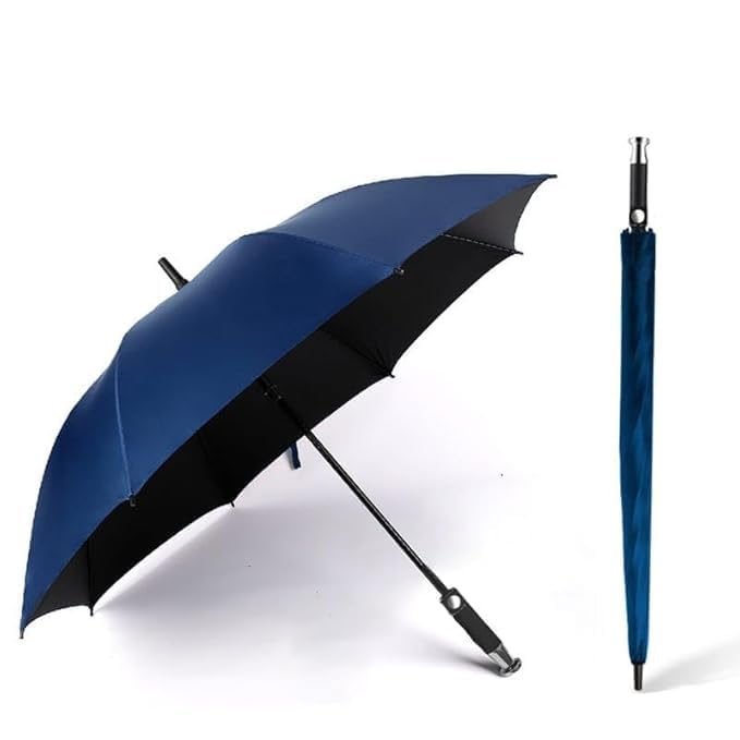 Windproof Rain Umbrella for Men Women, Navy Blue, Long Stick-image-27