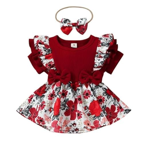 Image of Niren Enterprise Floral Embroidery Work Belt Short Sleeve Square Neck Boxer and net Flared Baby Girl Frock, Pack of 1