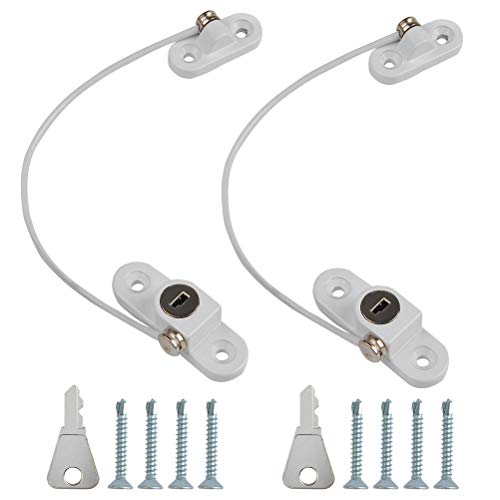 Cerradura de Seguridad para Nios de 2 Pcs con Llave Limitador de Apertura para Ventanas y Puertas Bloqueo de Cable de Seguridad para Nio