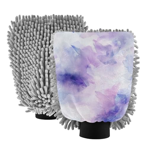 GakkiGii Smudge 2 Pack Microfiber Car Wash Mitts, Dual-Sided Chenille Gloves, Scratch-Free for Auto Detailing & Home Cleaning, L