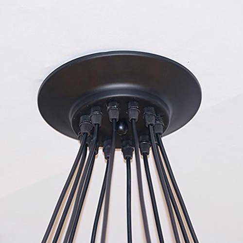Lustre en chanvre rétro E27 de 65cm style industriel en fer noir