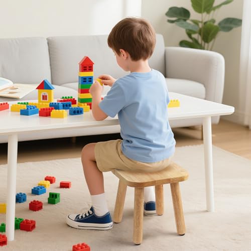 Image of Solid Wood Step Stool 9.3 inch - 300lbs Capacity Plant Stand Indoor, Smal Stools to Sit on, Multi-Use Footstool for Bathroom /Bedroom /Kitchen(Natural Color)