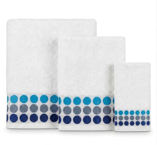 Juego de Toallas de baño 3 Piezas   Super Oferta  Algodón 100% 350 grms Modelo Bolas, Azul Fuerte   Azul Claro