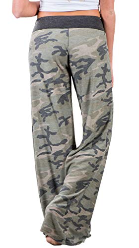 Image of AMiERY Women's Comfy Casual Pajama Pants Floral Print Drawstring Palazzo Lounge Pants Wide Leg