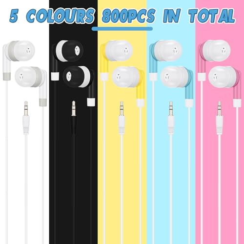 Image of Kigeli 800 Packs Wired Earbuds Bulk, Colorful