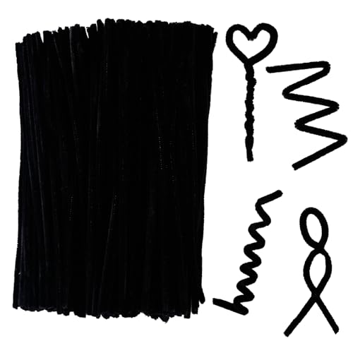 Qirimoi Black Pipe Cleaners Craft Pipe Cleaners Bulk Pipecleaners Crafts Supplies200Pcs Black