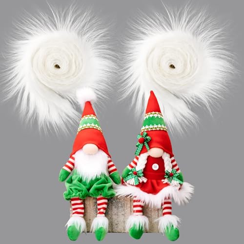 Weihnachtsdeko mit Fell 28 BOFUNX 2pcs 1.5m×5cm Kunstfell Band Weiß Langhaarplüsch Basteln...