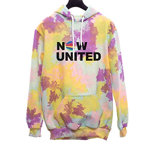 Moletom Canguru Banda Now United + Camiseta Algodão + Boné (P, Tie Dye/Branco)
