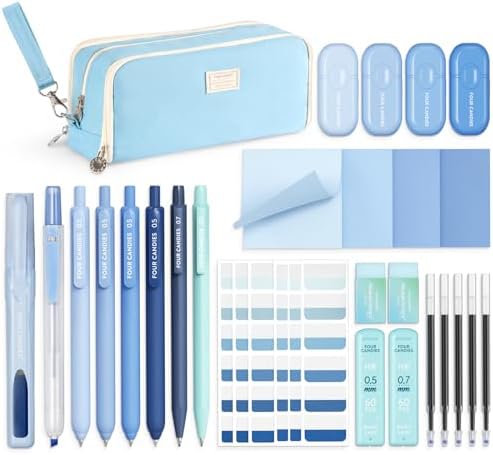 Four Candies Blue School Supplies, Gel Pens with Black Ink, Corre...