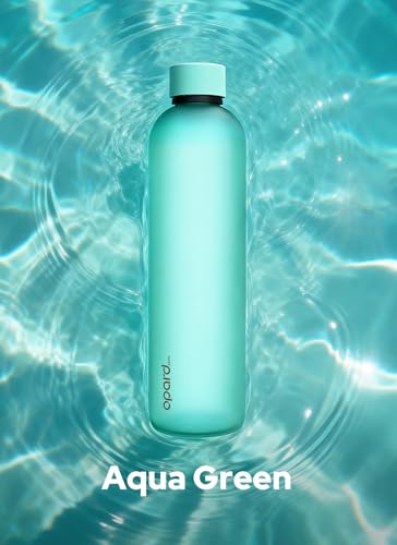 Image of Opard Slim Water Bottle 32oz, Dishwasher Safe Plastic Water Bottle BPA-Free, Leakproof Screw Top,Aqua Green, Reusable for Travel School Sport Gym Hiking