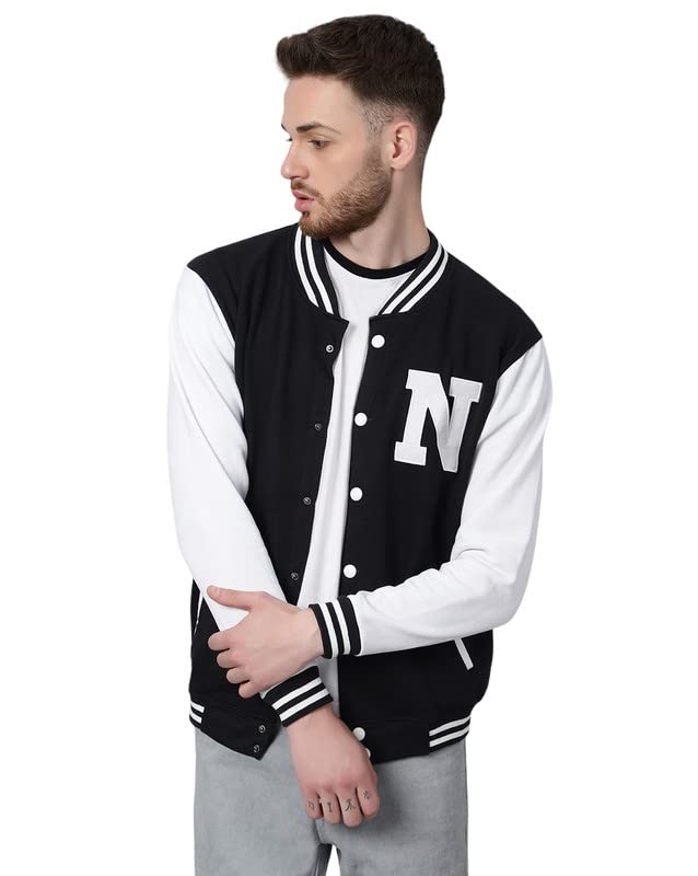 BE SAVAGEMen's Cotton Blend Standard Length Varsity Jacket