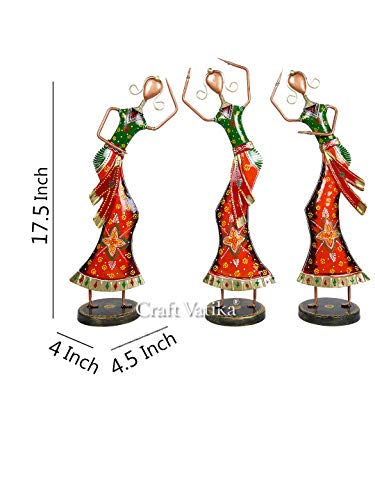 Image of CraftVatika Iron Lady Figurine, 17.5 x 4 Inches, Multicolour, Set of 3
