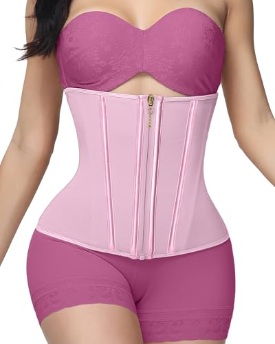 Image of SHAPSHE Waist Trainer For Women Cincher Underbust Corset Shapewear Zipper | Double-Layer Tummy Control Smooth Belly,15 Steel Bones Support Back,Elastic Mesh Enhances Comfort,Postpartum,Daily,Workout