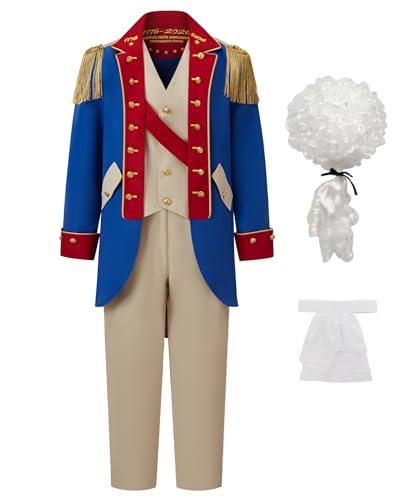 aicoaub 250 Anniversary USA Founding Father Costume Adult George Washington Colonial Costume Men Revolutionary War Outfit