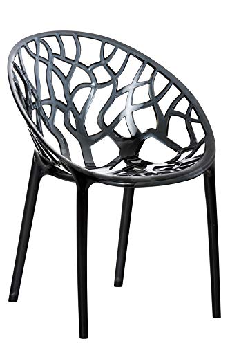 CLP Design-Gartenstuhl Crystal Kunststoff I Wetterbeständiger Stapelstuhl I Max. Belastbarkeit: 160 kg, Farbe:schwarz