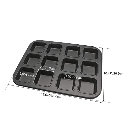 Brownie Pan Square, Beasea 2 Pack Nonstick 12 Cavity & 8 Cavity Muffin Pan Brownie Cake Pan Mini Cheesecake Cupcake Pan Carbon Steel Brownie Baking Tray Bakeware For Oven #TOP4
